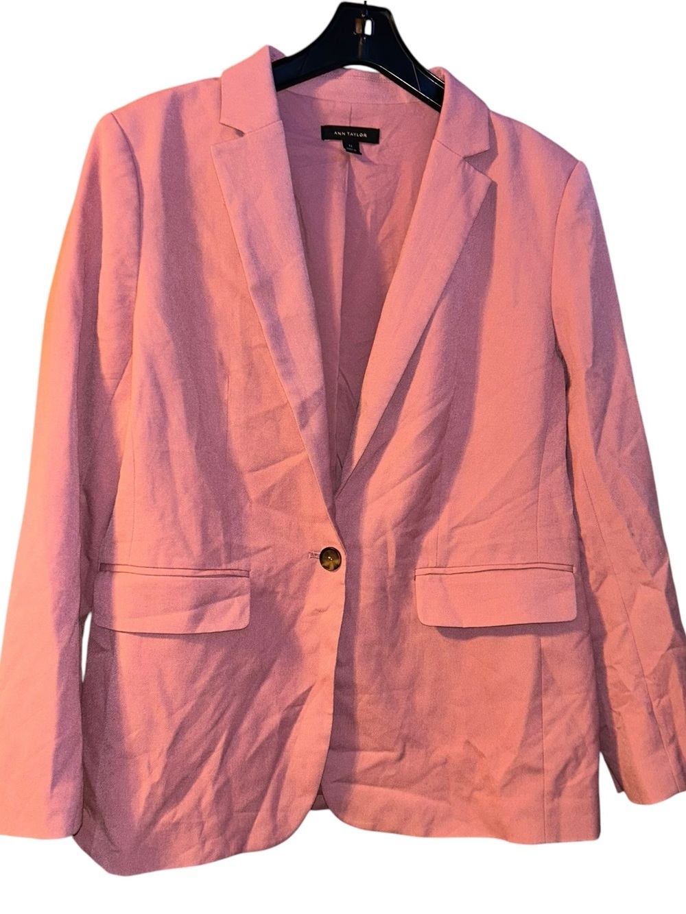 Ann Taylor rose pink hutton blazer suit jacket workwear size 12
